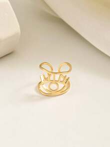 1pc Fashion Evil Eye Ring, Suitable For Daily Wear - Gold - View 4