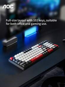 AOC Wired Gaming Keyboard, With Rainbow LED Backlight, 102-Key Full-Size Layout, 1000Hz High Refresh Rate, 26-Key Anti-Ghosting, USB Keyboard For PC Laptop Gaming & Office - View 5