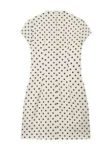 Buzzelle Spring/Summer New Sweet Square Neck Short Sleeve Bow Decor Short Dress, Suitable For Spring/Summer Outings White Elegant - White - View 5