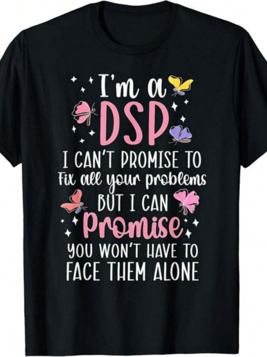 Camiseta de la Semana del Profesional de Soporte Directo de DSP| Mismo estilo para hombres y mujeres, Verano 2025, Manga corta, Estampado, 220G puro, Cuello redondo, Corte regular, Estilo vintage, Tela ligeramente elástica, Patrón de dibujo. - Negro - Ver 1