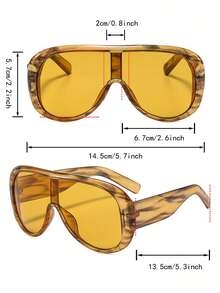 1 Pair Men's Large Frame Windproof Glasses, Suitable For Riding, Beach Vacation, Street Photography, Fashion Accessory - Transparent Yellow Stripes - View 5