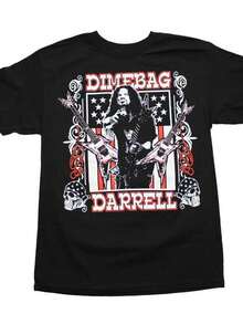 Camiseta Dimebag Darrell Guitars Flag - Negra, una camiseta de manga corta adecuada para el hogar, uso diario, fiestas y viajes, perfecta como regalo para amigos o familiares. - Negro - Ver 1