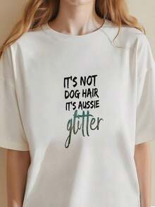 No-Es-Pelo-De-Perro,-Aussie-Glitte-R---Mamá-De-Perro-De-Pastoreo-Australiano--Camiseta-De-Mujer - Blanco - Ver 7