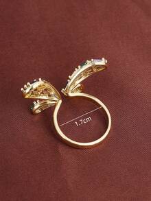 1pc Adjustable Butterfly Shaped Ring With Artificial Zirconia Stones, Fresh Countryside Style - Multicolor - View 10