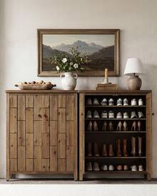 LITTLE TREE Wooden Shoe Cabinet With Doors, 6-Tier Shoes Rack With Adjustable Shelves, 43.3" Tall Storage Cabinet With Open Top Shelf, 24 Pairs Shoe Organizer For Entryway, Hallway, Bedroom (Brown) - 查看 6