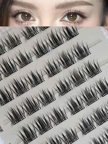 60pcs Glue-Free Sweet Camellia Flower False Eyelashes, Natural & Realistic Fairy Single Cluster Segmented Slouchy 3-Step Lashes, Super Soft & Natural, Suitable For Everyday, Date, Party, Beginner Friendly, Travel Essential (Random Bottom Card) - C - View 7