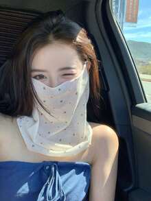 1个夏季樱桃防晒面罩，女士旅行挂耳透气全脸颈部遮盖罩，骑行遮阳面罩 - 彩色 - 查看 2