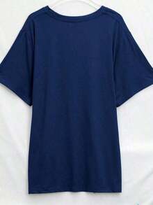 20261 piezas de camisetas de manga corta holgadas para mujer con estampado de texto divertido. Hechas de 100% algodón puro, son suaves para la piel. Una camiseta de estilo urbano sencillo, perfecta para ir al trabajo en verano o para citas informales. - Rojo - Ver 2