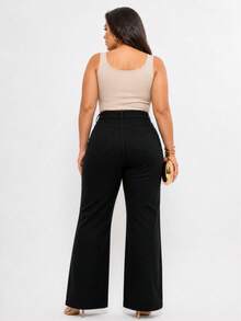Women's Wide Leg Plus Size Jeans - High Quality - 黑色 - 查看 2