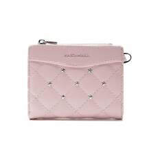 FOREVER FOR YOU 2026 New Arrival Soft Short Wallet, Rhombus Pattern Compact Zipper Wallet, Korean Minimalist Coin Purse - Pink - View 8