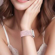 柔軟彈性手錶錶帶,適用於 38mm、40mm、41mm、42mm、44mm、45mm、46mm 和 49mm 尺寸,適合女性,由柔軟尼龍彈性材質製成,單環設計,相容於 Series 1、SE、Ultra 和 Series 10、9、8、7、6、5、4、3、2、1 - 彩色 - 查看 8