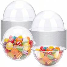 60 Pack 3.15'' Candy Dome Half Ball Plastic Dessert Dome With Card Fillable Chocolate Holder Transparent Plastic Shaker Card Box - Default - View 2