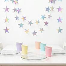 33pcs Rainbow Shiny Star Hanging Ornaments, Rainbow Sparkling Star Decorative String, Colorful Glitter Ribbon Arch Decor For Wedding, Baby Shower, Birthday, Christmas - Five-pointed Star - View 4