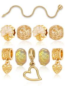 Un conjunto de pulsera con colgante de cuentas doradas con un estilo dulce y exquisito, perfecto para crear una atmósfera y vestir - Multicolor - Ver 2