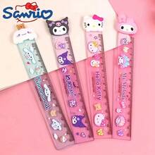 Bộ 4 thước kẻ hoạt hình Sanrio, hình Hello Kitty, Kuromi, My Melody, Pompompurin dễ thương, đồ dùng văn phòng phẩm học sinh, quà tặng văn phòng phẩm cho học sinh. - Bộ - Xem 1