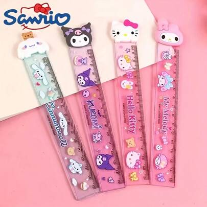  1pc/Set, Sanrio Cartoon Ruler, Cute Hello Kitty, Kuromi, My Melody, Musical Instrument Design, Cartoon Office School Ruler, Student Stationery Gift