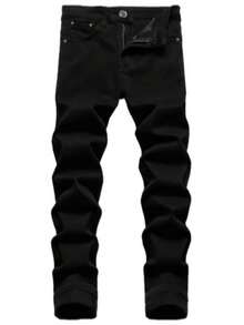 3-Pack Men's Solid Color Versatile Straight Leg Slim Fit Stretch Jeans - Multicolor - View 4