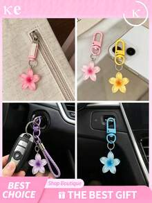 Gantungan Kunci Bunga Lucu, Gantungan Kunci Daisy Transparan Berwarna-warni, Aksesori Wanita, Gantungan Kunci Liontin Bunga Resin Transparan Berwarna-warni untuk Kotak Earphone, Gantungan Kunci Mobil (Warna Acak), Hadiah Ulang Tahun - MultiWarna - View 7