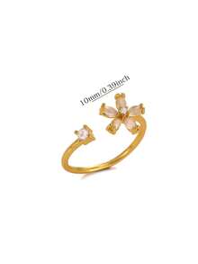 1pc Sweet Butterfly & Sunflower Rotating Ring, 18K Gold Plated Open Band, Interesting Design Jewelry, Daily Wear & Gift - Multicolor - View 14