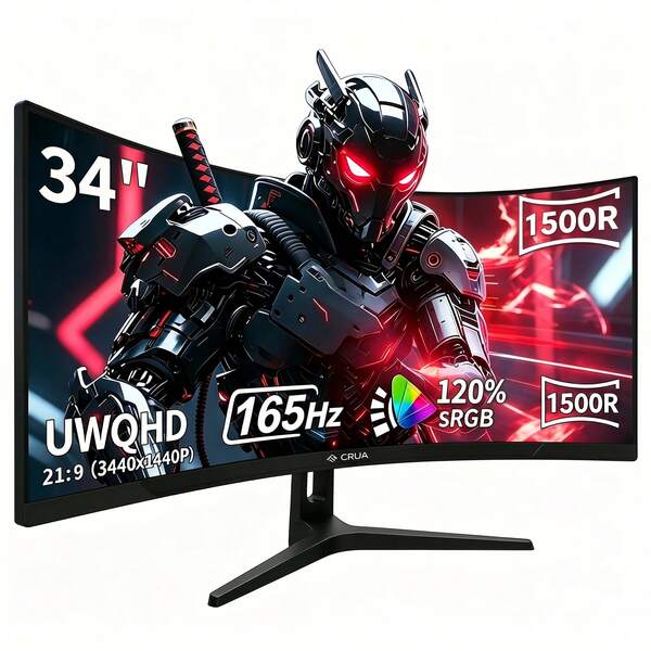 GAWFOLK 34" 4K 165Hz Curved Gaming Monitor | 1500R Immersive Screen, 1ms Response Time, AMD FreeSync Premium & HDR400 | Ultra-WQHD 3440x1440 Computer Monitor For PC Gaming, Home Office, And Cinematic Entertainment | Low Blue Light & Flicker-Free Technology For All-Day Comfort | The Ultimate Holiday Gift To Elevate Any Gaming PC Setup [Monitor, Monitor Gaming, PC Gaming, TV Alternative]