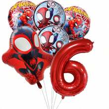 Set Balon Foil Merah Bertema, Balon Karakter Superhero, Dekorasi Pesta Ulang Tahun, Pesta Bertema - Seperti yang ditunjukkan pada gambar. - View 8