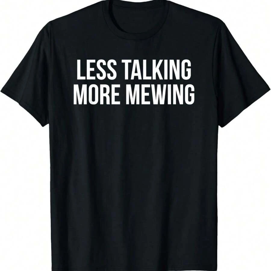 Less Talking More Mewing| Looksmaxxing| Mewing T-Shirt - Black - View 1
