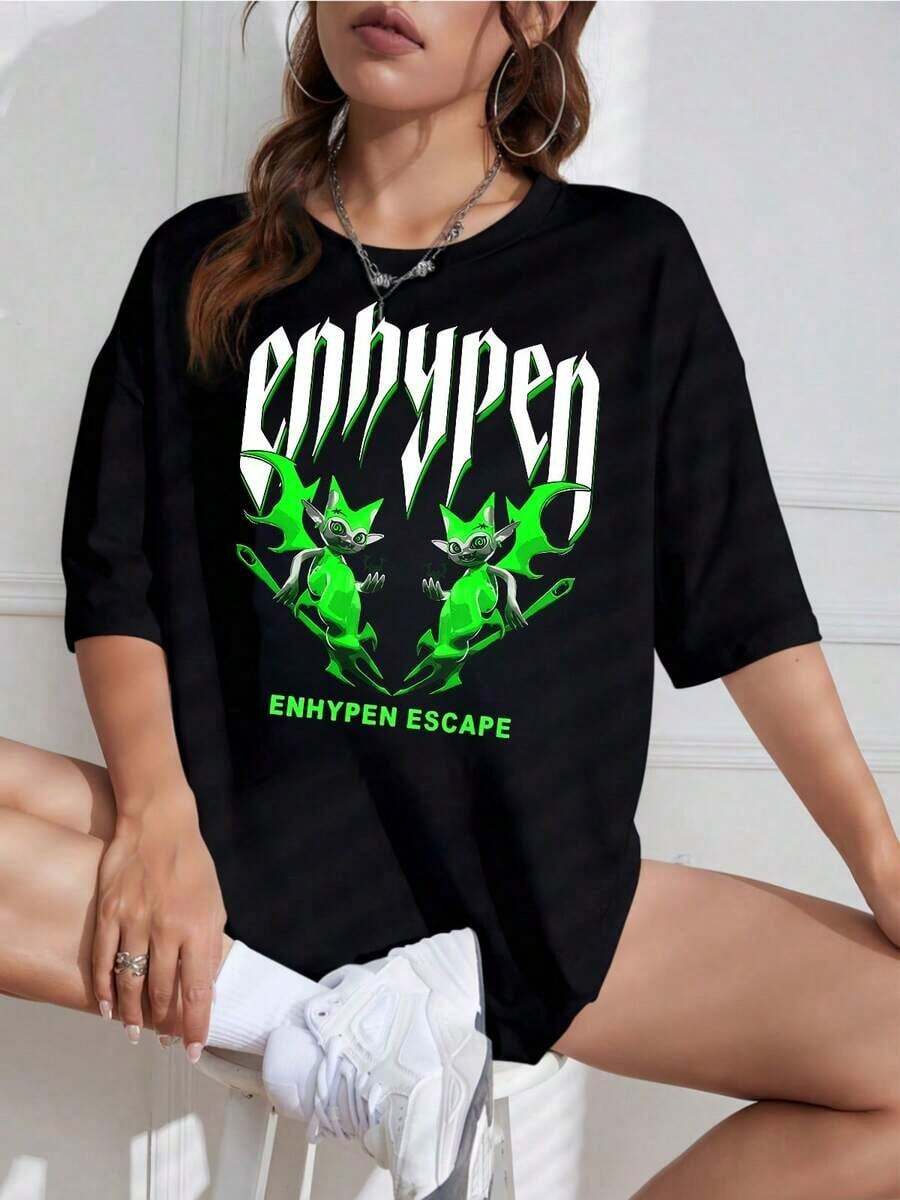 Unisex T-Shirt With K-Pop Group Print, Round Neck, Short Sleeve, Casual Design, Ideal For Fans - 白色 - 查看 1