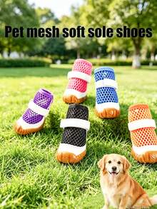 Zapatos de malla transpirable y suela blanda para mascotas, zapatos para caminar al aire libre para mascotas a prueba de agua y antideslizantes, zapatos ligeros para correr al aire libre para mascotas con suela de goma elástica y suave, antideslizante y resistente al agua, artículos para mascotas - Multicolor - Ver 1