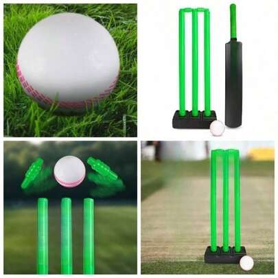 Licensed Cricket Set U2014 Size  Plastic Cricket Bat, Foldable Stumps Ball U2014 Outdoor Garden Cricket Set,