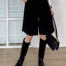 High Waist Slant Pockets Shorts Fall - Negro - Ver 4
