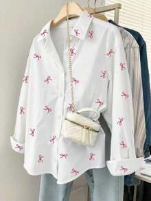 Camiseta holgada de manga larga de unicolor con un solo pecho para mujer - Blanco - Ver 3