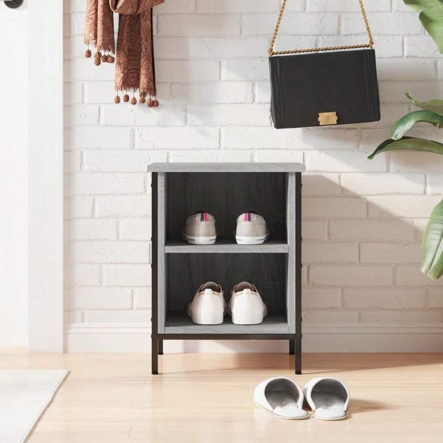 vidaXL Schuhregal Grau Sonoma 38x35x50 cm Holzwerkstoff Schuhregale Heim Garten Haushaltsbedarf Aufbewahrung,Ordnungssysteme, Kleideraufbewahrung,Schuhregale,schränke - Grau - Übersicht 1