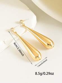 1 paire de boucles d'oreilles à tige minimalistes et créatives en forme de larme, convenant pour un port quotidien - Doré - Voir 5