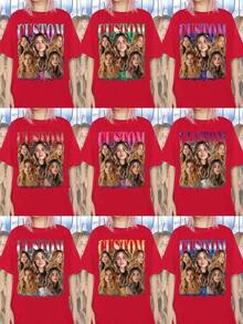 Camiseta personalizada de rap de Girlfriend Bootleg, diseño personalizado con la cara de Girlfriend, diseño retro de los 90s, verano, ropa de verano para mujer, vacaciones de mujer, adecuada para la temporada de regreso a clases, estilo casual para regreso a clases, para la familia. - Rojo - Ver 2