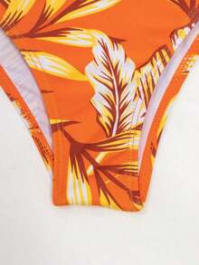 Swim Lushoire Tankini con estampado de plantas - Naranja Quemada - Ver 9