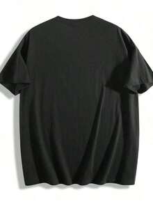 1 pieza de camiseta de manga corta con cuello redondo para mujer, estilo urbano de primavera y verano, para las cuatro estaciones, de lujo ligero, para fiestas y festivales, con estampado de animales y letras, popular, entrega local, 180g, 100% algodón. - Negro - Ver 2
