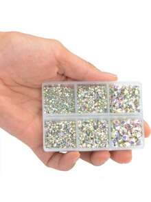6000 Pieces Clear AB Non Hotfix Rhinestones 3 Sizes Round Crystal Glass Flat Back Rhinestones With Tweezers And Picking Pen For Nail Art Crafts Clothes Bags DIY - Baby Pink - View 2
