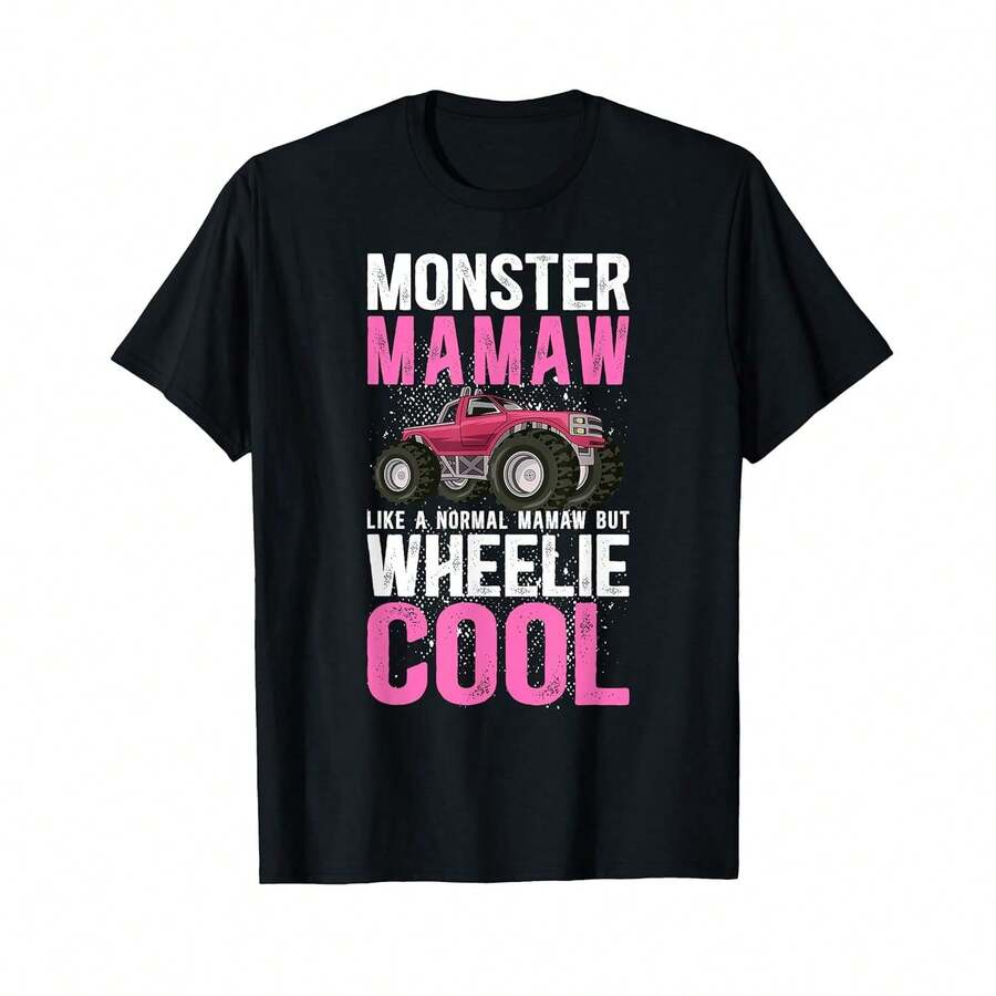 Camiseta unisex de manga corta, camiseta Monster Mamaw Wheelie Cool Monster Truck Mamaw Grandma, camisetas para hombre, Spiderman, , camisetas para mujer, Romwe para hombre, boho chic, regalos para maestros, camiseta para mujer, ropa curvy para hombre, y2k. - Negro - Ver 1