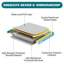 Non Slip Inflatable Air Dock Platform, Floating Island Raft With Rope Ladder, 6FT 7FT 8FT 10FT 12FT - 灰藍色 12 x 8 英尺 - 查看 3