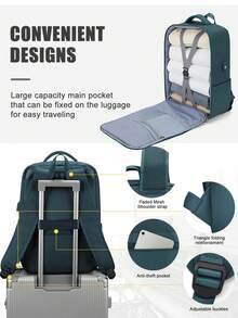 Ryanair 登機旅行後背包 40x20x30 - 符合 Ryanair 機艙尺寸，適合短途旅行，可輕鬆放入座椅下方，全新旅行後背包。多色時尚筆電後背包，可放 15.6 吋筆電，適用於上學、登山、工作、戶外活動、旅行、商務、通勤等 - 彩色 - 查看 6