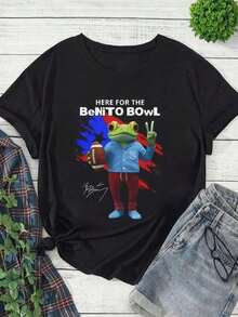 Short-Sleeve T-Shirt With Soft Peach Bowl Game Design, Indiana Vs. American Football, College Football Duel Helmet, Game Day Graphic Tee, 100% Cotton - 黑色 3 - 查看 6