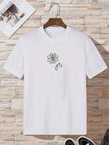 Camisa de hombre con hombros caídos y bordado de flores - Blanco - Ver 6
