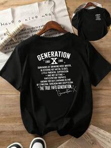 1 pieza Camiseta de manga corta de cuello redondo holgada unisex de 180g, 100% algodón puro transpirable y suave, estilo Y2K Bababask con estampado gráfico moderno, ideal para mujer y hombre, perfecta para uso diario, festivales, conciertos y todas las estaciones - Negro - Ver 6