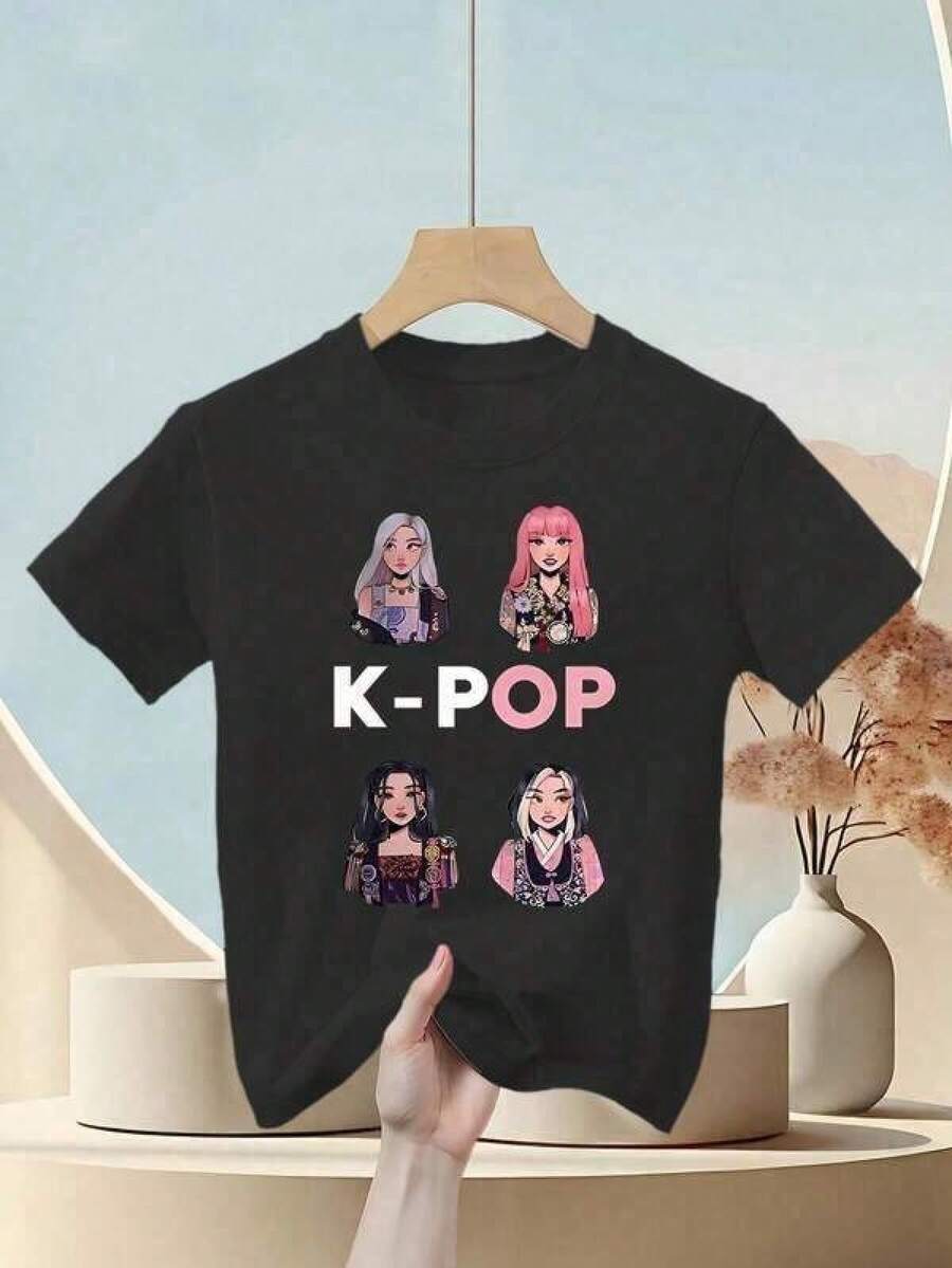 Camiseta corta básica relajada para niña joven, informal, a la moda, creativa, personalizada, refrescante, minimalista, genial, con estampado gráfico de luz de estrellas y eslogan, para uso diario cómodo, estilos acogedores de verano y otoño, adecuada para niñas en primavera-verano, camiseta pop pop,Daily Staple 127% Cotton Basic T-Shirt, Relaxed Short Sleeve Comfy Fit For Young Women Teen Girls, Suitable For Street Campus Leisure Holiday Trip Outdoor Activity Daily Dressing Matchtops elegantes playeras de niña tropicoqueta karol playeras de mujer tops de mujer tops de mujer ropa de niñas de 32 años ropa deportiva de mujer - Negro - Ver 1
