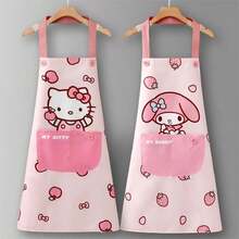 SANRIO 三丽鸥Hello Kitty围裙 - 可爱粉色PVC厨房围裙，带口袋，亮面设计，居家烹饪的理想之选 - 彩色 - 查看 9