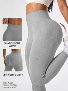 Butt Lifting High Waist Legging For Women-Seamles Push-Up Smile Line Contour,Squat-Proof Tummy Control Yoga Pant, Workout Running Compression Tights (Mutiple Colors),Women's Gym Sportswear, - Flint Stone - View 1