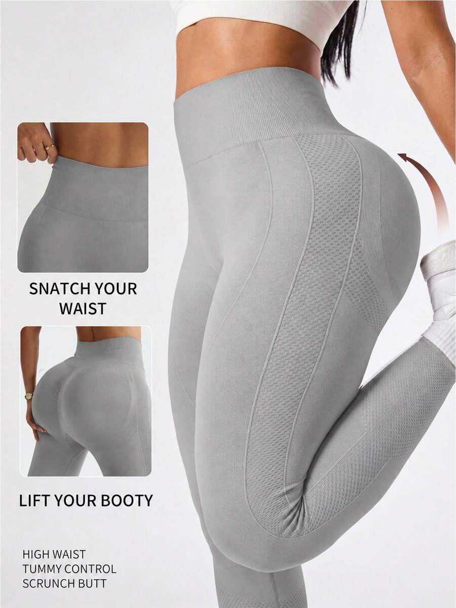 Butt Lifting High Waist Legging For Women-Seamles Push-Up Smile Line Contour,Squat-Proof Tummy Control Yoga Pant, Workout Running Compression Tights (Mutiple Colors),Women's Gym Sportswear, - Flint Stone - View 1