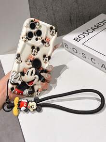 This Disney Mickey Mouse Lanyard Phone Case Is Fully Covered In TPU Material. It's Shockproof, Lightweight, And Compatible With IPhone17/16/11/13/15/15 Plus/15 Pro/15 Pro Max/12/14 Pro Max/11 Pro Max/12 Pro/12 Pro Max/13. This Phone Case Makes A Popular Birthday Gift Or Business Gift; It's Durable, Stain- And Fingerprint Resistant, And Suitable For Both Men And Women. The Set Also Includes A Mickey Mouse Phone Case And A Mickey Mouse Plush Bracelet. It's A Perfect Gift For Friends And Family. This Stylish Phone Case Is Fun, Lightweight, And Durable. IPhone17 Pro Max Phone Case, Minnie Mouse Phone Case. - White - View 4