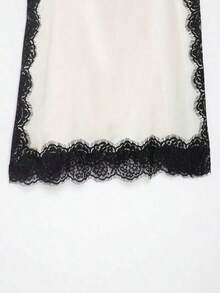 Blusa de satén y encaje de estilo minimalista europeo y americano, de moda para el verano, para vacaciones - Blanco 2 - Ver 10