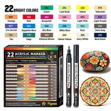 22色超細尖 0.7mm 丙烯麥克筆套組，快乾耐褪色，適用於繪畫、插畫、手工藝、開學季著色本及其他DIY項目，可用於紙張、布料、木材、石頭、塑料、玻璃、陶瓷、南瓜、金屬等，適合復活節、感恩節、萬聖節、聖誕節禮物丙烯顏料筆 - 多色 - 查看 19
